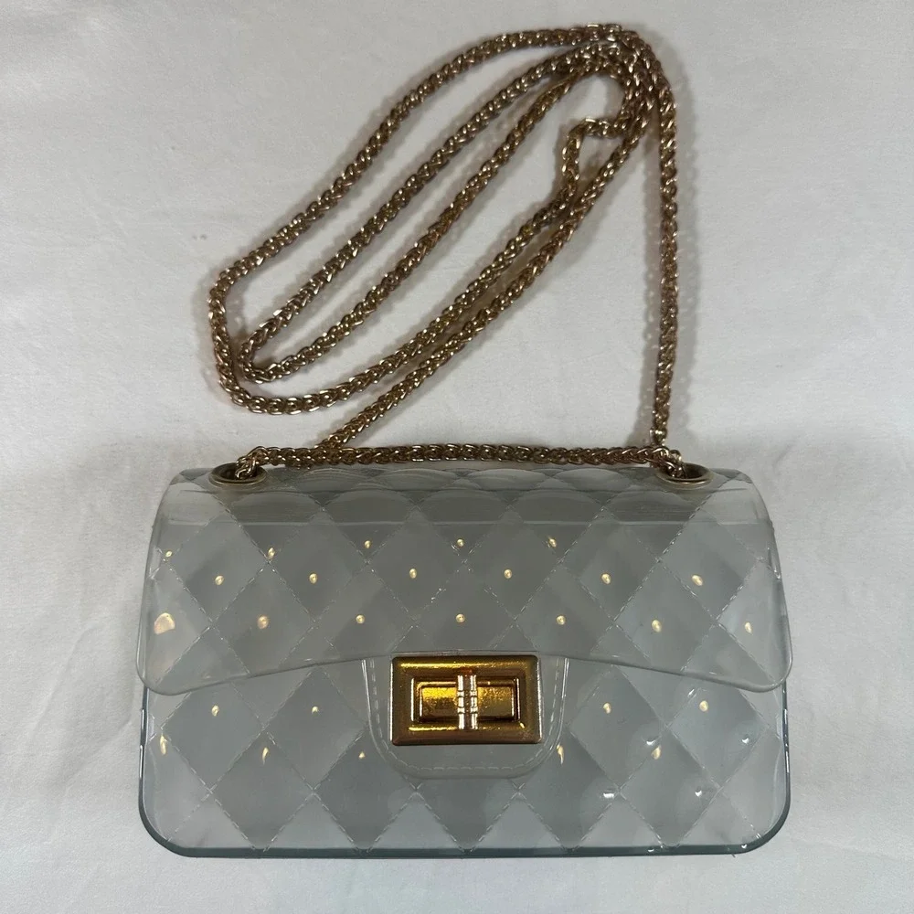 Clear Quilted Jelly Crossbody Mini Bag Shoulder Purse 6.25
